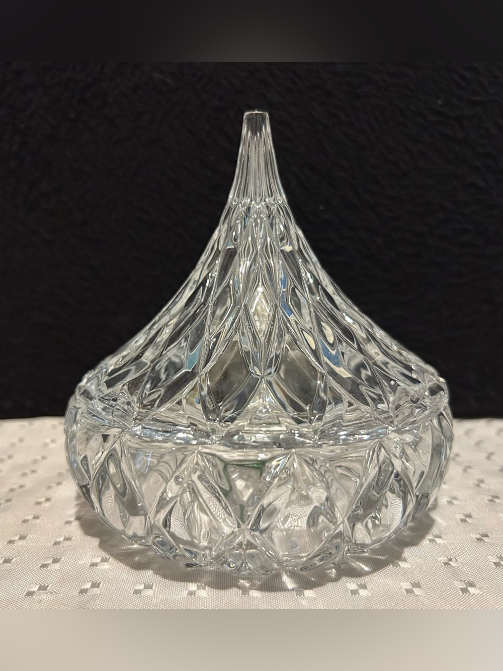 Shannon Lead Crystal Ireland Hershey's Kisses Shaped Candy Dish Bowl W/Lid